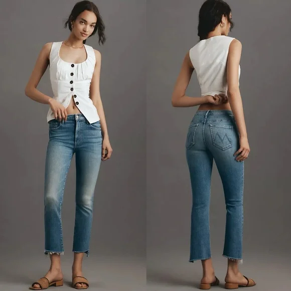 Mother The Insider Crop Step Fray Jeans 27 - Picture 1 of 8